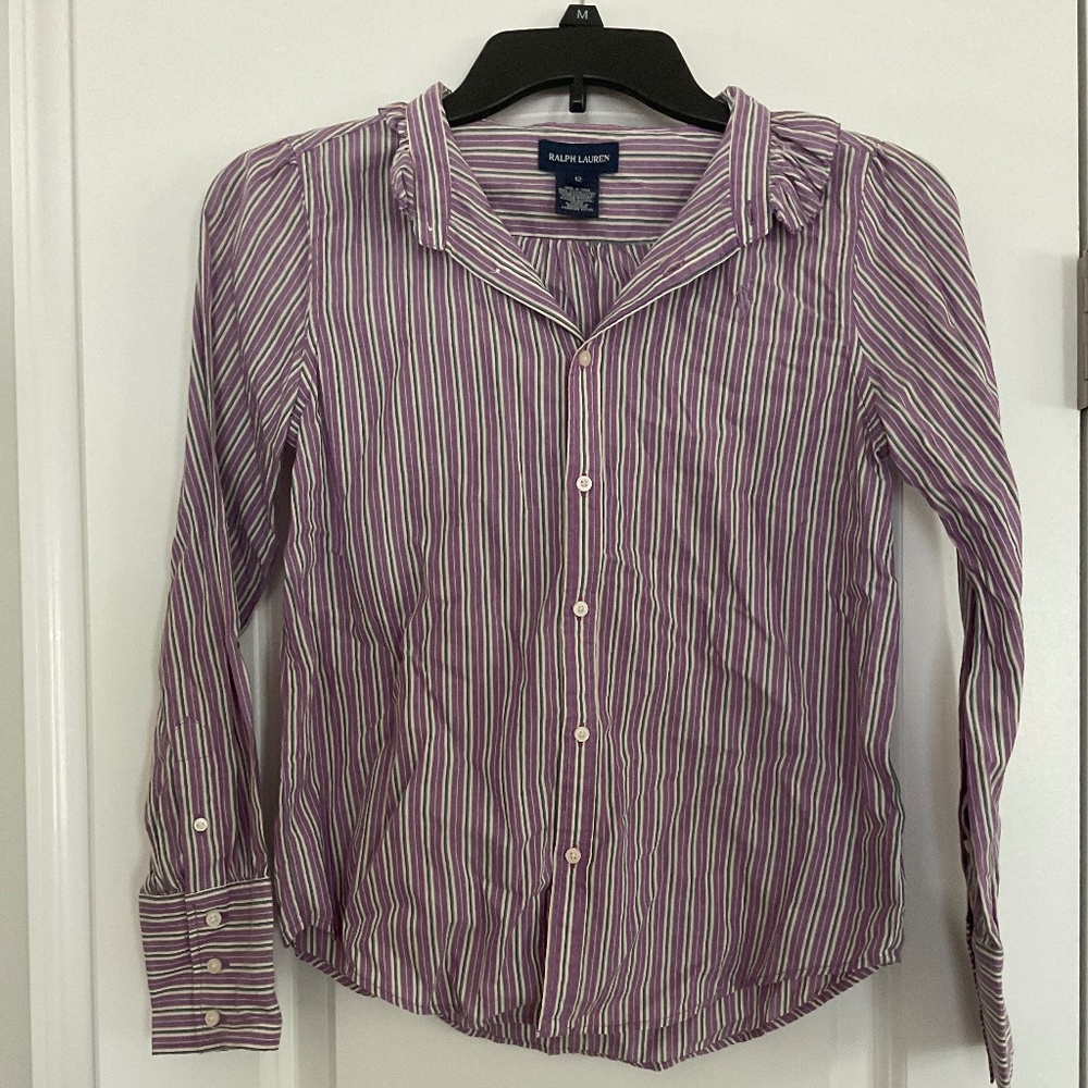 Women's UK 12 US 8 Ralph Lauren Purple Striped Button Down Shirt / Blouse